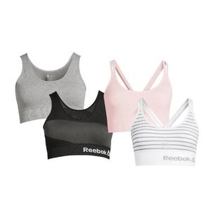 Reebok Women's Strappy Bra 2 Pack & Stay-Put Bonded Stretch Bar 2 Pack Large